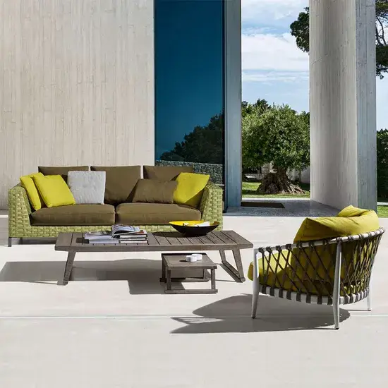 Nội thất vườn hiện đại màu xanh từ chất liệu nhựa giả mây / ghế sofa tiện lợi cho không gian ngoài trời hình ảnh 1-description