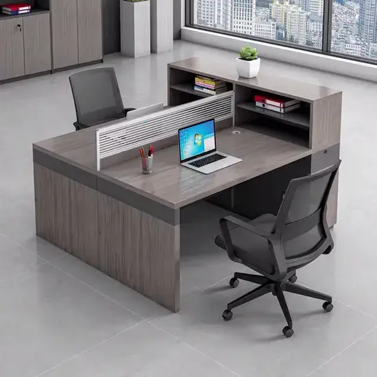 Nội thất văn phòng gỗ cao cấp từ Trung Quốc - Bàn làm việc văn phòng 2 chỗ ngồi với thiết kế phân vùng hiện đại (UL-22NF0763) hình ảnh 1-description