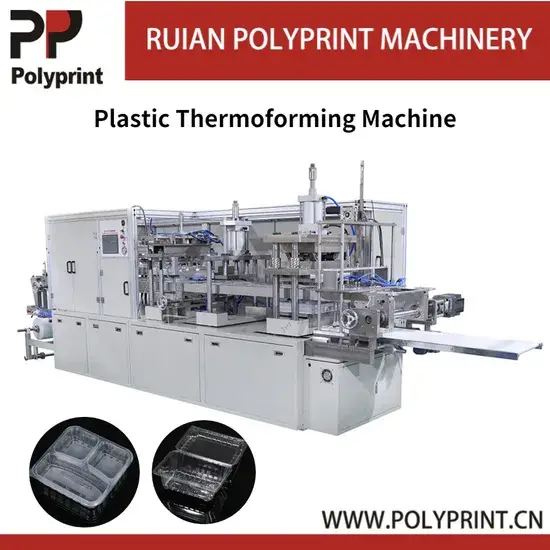 Thiết bị tạo khay nhựa sử dụng một lần cho việc đóng gói hải sản và thực phẩm đông lạnh hình ảnh 1-description