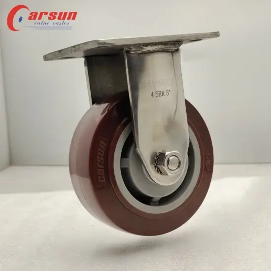 Xe đẩy công nghiệp 5inch 125mm, khả năng tải 340kg, bánh xe PU thép không gỉ SS304 hình ảnh 1-description