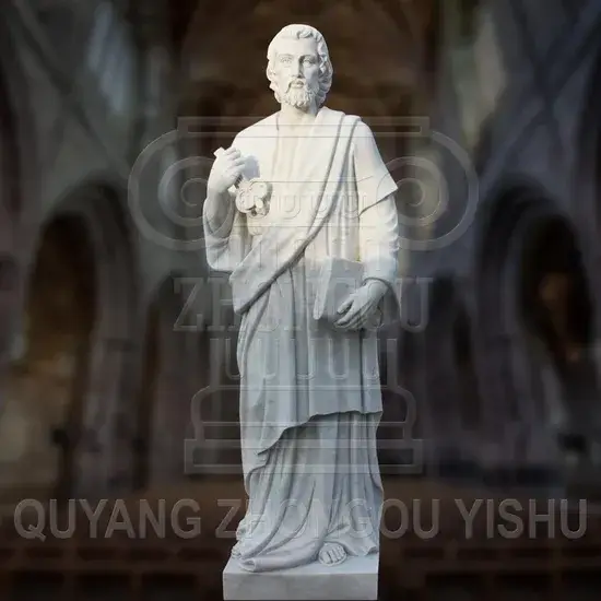 Tượng Thánh Phêrô từ đá cẩm thạch chạm khắc tay - Sản phẩm trang trí phòng thờ và sân vườn hình ảnh 1-description