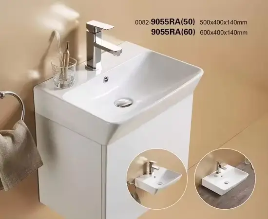 Bồn rửa mặt treo tường sứ nhỏ Pate 9055ra dành cho khách sạn và phòng tắm hình ảnh 1-description