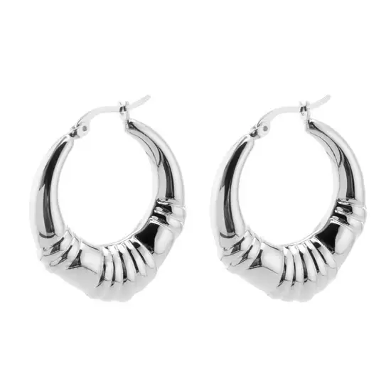 Bông tai trái tim ống tre không gỉ cao cấp dành cho phụ nữ, phong cách cổ điển, chất liệu chất lượng, 18K hình ảnh 1-description