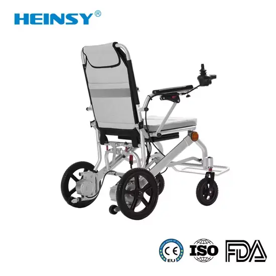 Xe lăn điện gập nhẹ Hes-100L từ hợp kim nhôm, động cơ công suất cao hình ảnh 1-description