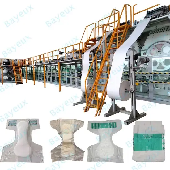 Dây chuyền sản xuất máy tã người lớn hình I hoàn toàn tự động - Giải pháp tiên tiến cho sản xuất tã người lớn hình ảnh 1-description