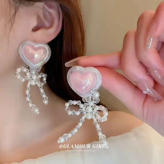 Bông tai hình trái tim ngọc trai bạc - Sự yêu thương ngọt ngào và tinh tế hình ảnh 1-description