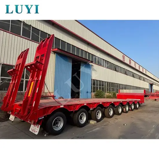 Xe tải rơ moóc chở hàng nặng, 8 rơ moóc phẳng để vận chuyển container và máy xúc 150 tấn cho xe tải thấp hình ảnh 1-description