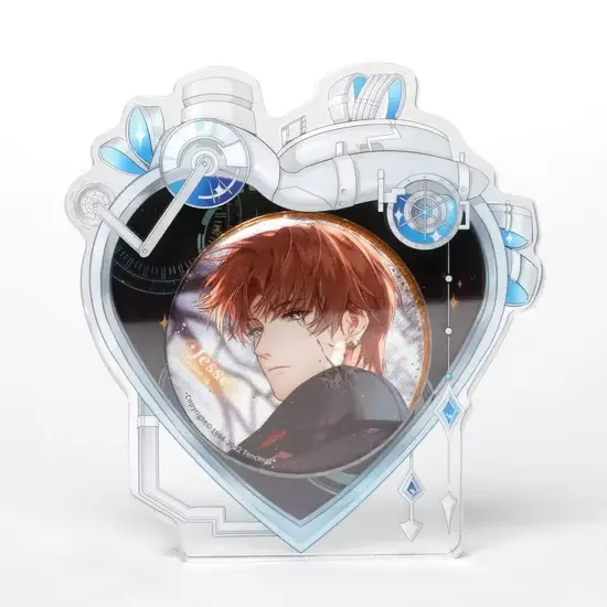 Khung Huy Hiệu Màu Xanh Trái Tim Cơ Khí OEM Anime, Chất Liệu Nhựa Acrylic, Thiết Kế Laser UV Độc Đáo hình ảnh 1-description