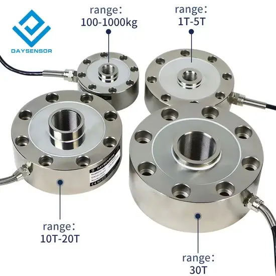 Cảm biến lực nén kéo hình bánh xe từ 200kg đến 500t - Cảm biến áp suất bánh pancake chất lượng cao hình ảnh 1-description