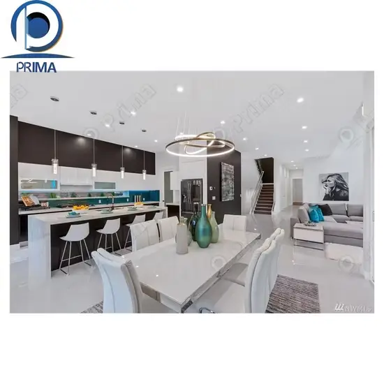 Tủ bếp màu đen bằng gỗ hiện đại, sản xuất mô-đun lắp ráp tại Trung Quốc hình ảnh 1-description