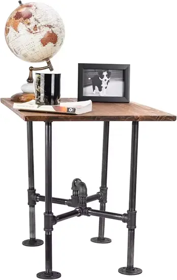 Chân bàn màu đen làm từ kim loại tự lắp ráp với phụ kiện ống dẻo và gang hình ảnh 1-description