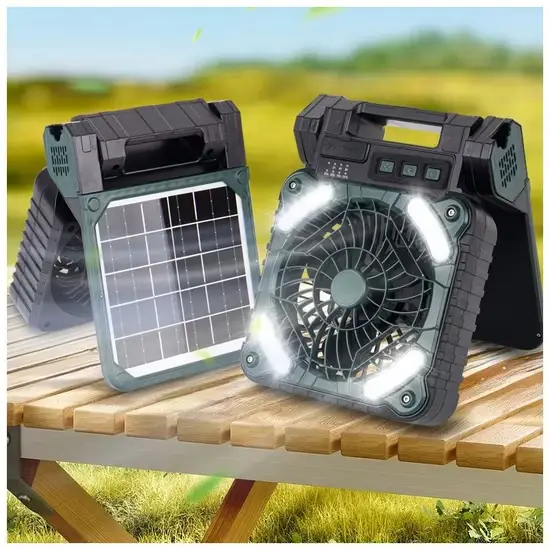 Quạt bàn sạc năng lượng mặt trời 6inch - Lựa chọn hoàn hảo cho gia đình và cắm trại, với 4 tốc độ điều chỉnh hình ảnh 1-description