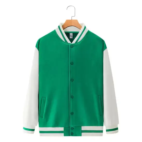 Áo khoác nữ varsity xanh, đen và trắng trơn - Sản phẩm bán buôn chất lượng hình ảnh 1-description