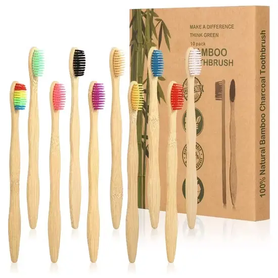 Bàn chải đánh răng từ gỗ tự nhiên, lông nylon trung bình, không chứa BPA, thân thiện với môi trường và phân hủy sinh học hình ảnh 1-description