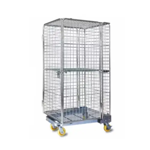 Xe đẩy kho hàng siêu thị 4 Giỏ bằng thép dây lưới, thiết bị đẩy hàng đa năng hình ảnh 1-description