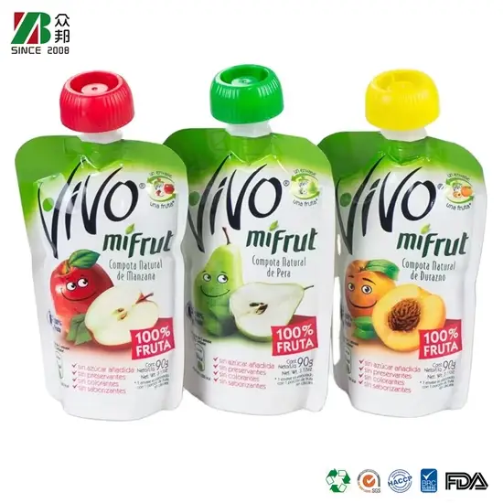 Túi đứng nhà máy thực phẩm cấp độ thực phẩm cho trẻ em - Sản phẩm túi spout Doypack được chứng nhận bởi FDA hình ảnh 1-description