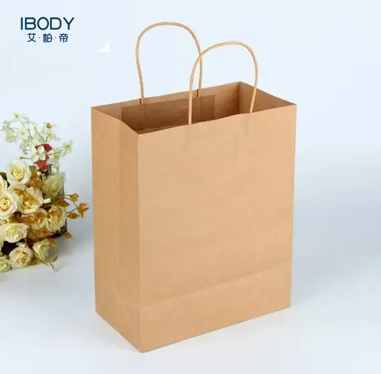 Túi mua sắm thực phẩm tái chế thời trang – Tùy chỉnh túi giấy kraft màu nâu hình ảnh 1-description
