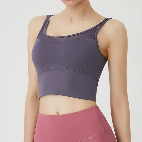 Áo ngực thể thao lưng chéo, chất liệu lưới chống sốc, phù hợp cho yoga và thể hình hình ảnh 1-description