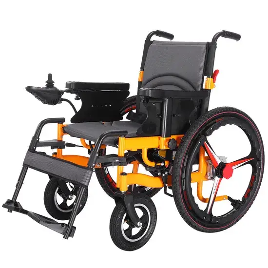 Xe lăn điện gập siêu nhẹ từ thép không gỉ, cung cấp di động tiện lợi cho người khuyết tật hình ảnh 1-description