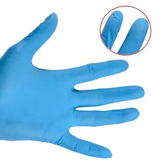 Găng tay màu xanh nitrile dành cho các cửa hàng làm đẹp và spa hình ảnh 1-description