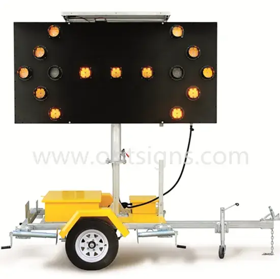 Bảng hướng dẫn sử dụng mũi tên gắn trên xe kéo với đèn LED tự nhấp nháy và sử dụng năng lượng mặt trời hình ảnh 1-description