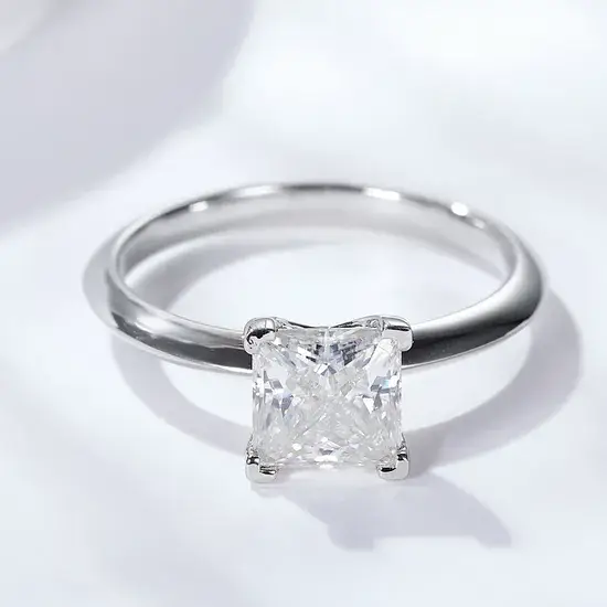Nhẫn đính hôn Moissanite cắt công chúa Vvs - Trang sức bạc sterling Peishang cho phụ nữ hình ảnh 1-description