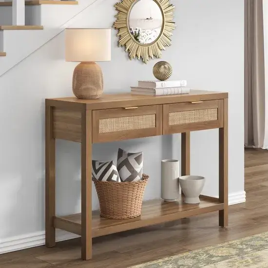 Bàn gỗ tiếp khách phòng khách với kệ lưu trữ dưới đẹp mắt hình ảnh 1-description