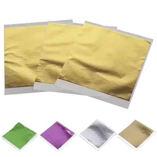 Nhà máy sản xuất vàng lá Đài Loan - Tấm vàng lá giả 9*9cm và 14*14cm cho trang trí nghệ thuật Deco hình ảnh 1-description