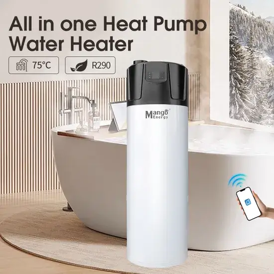 Máy bơm nhiệt không khí Trung Quốc 200L 300L: Thiết kế vỏ thép không gỉ, phù hợp cho sưởi ấm ngoài trờiới bình chứa tất cả trong một hình ảnh 1-description