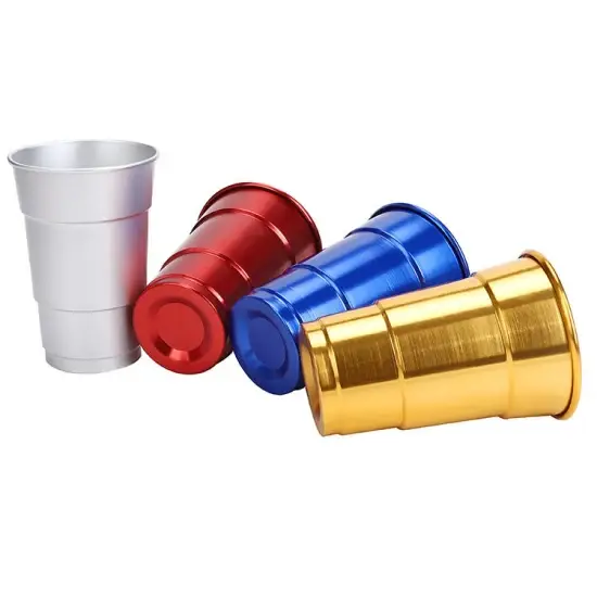 500ml Cốc Tiệc Màu Cốc Rượu Vang Đỏ Disposable Bằng Nhôm - Cốc Champagne Flute Tái Chế Bán Buôn hình ảnh 1-description