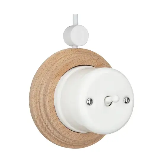 Công Tắc Điện Gỗ Cổ Điển 1 Băng, 2 Bằng Sứ Màu Trắng - Thiết Kế Khung Gỗ Độc Đáo hình ảnh 1-description
