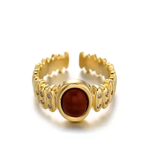 Nhẫn mạ vàng 14K với đá mắt hổ cho phụ nữ - Sự lựa chọn sang trọng hình ảnh 1-description