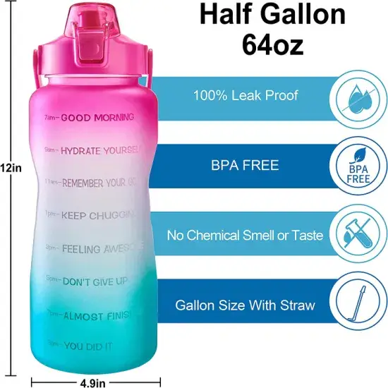 Bình đựng nước thể thao dung tích 64oz không chứa BPA - Sản phẩm bán buôn thương hiệu không xác định hình ảnh 1-description