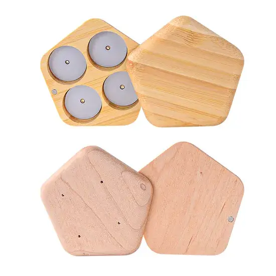 Hộp palette phấn mắt trống hình dạng nam châm từ tre tùy chỉnh hình ảnh 1-description