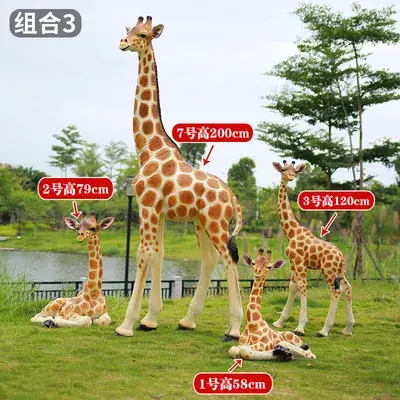 Bộ tượng hươu cao cổ từ sợi thủy tinh - Khuyến mãi tại nhà máy kinh doanh hình ảnh 1-description