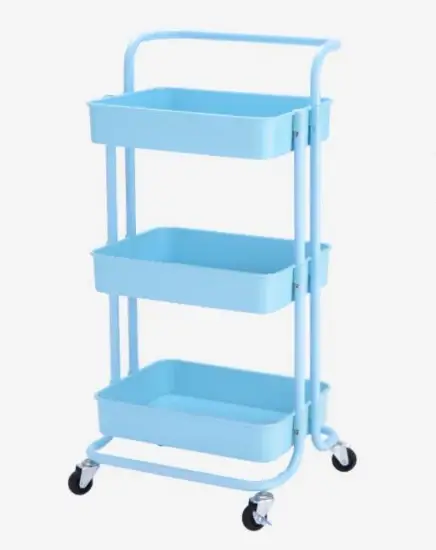 Tiêu đề mới: Xe đẩy nhà bếp 3-Tier bằng thép cao cấp với tay cầm và giá lưu trữ - Sản phẩm đề xuất từ nhà cung cấp uy tín hình ảnh 1-description