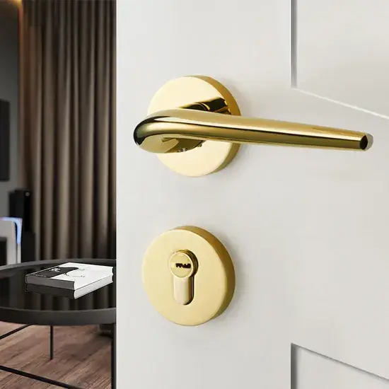 Tay nắm cửa gỗ phòng ngủ hợp kim kẽm, thiết kế đế tròn đẹp mắt hình ảnh 1-description
