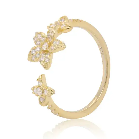 Nhẫn đính hôn màu vàng gold, thiết kế hình hoa sang trọng dành cho phái đẹp hình ảnh 1-description