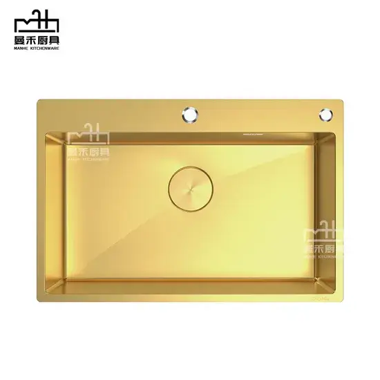 Bồn rửa bằng chất liệu không gỉ, thiết kế thủ công một chậu với công nghệ nano vàng cho bàn bếp hình ảnh 1-description