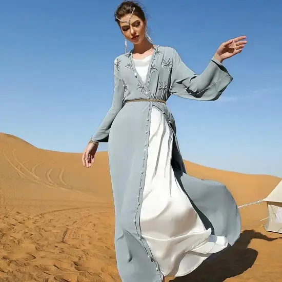 Áo Abaya Dubai cho Phụ nữ: Phong cách Thời trang Hồi giáo thanh lịch với tay dài hình ảnh 1-description