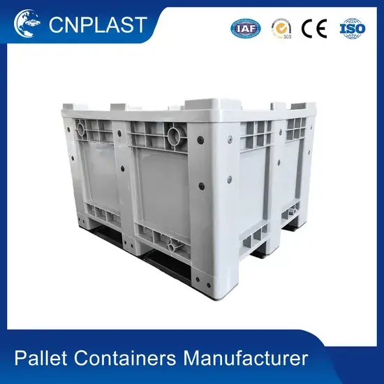 Hộp nhựa pallet 660L chất lượng cao, phù hợp cho lưu trữ số lượng lớn trong ngành công nghiệp thủy sản, sản xuất từ chất liệu HDPE chịu tải nặng, an toàn vệ sinh thực phẩm, khả năng xếp chồng linh hoạt hình ảnh 1-description