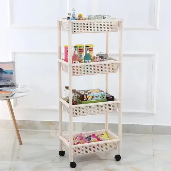 Xe đẩy nhựa lưới ba tầng tiện lợi cho việc sắp xếp trong gia đình hình ảnh 1-description
