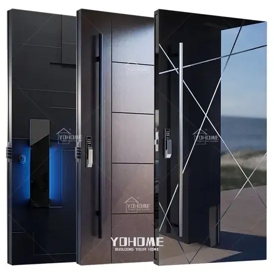 Cửa chính độc đáo từ Guangdong Yohome: cửa ngoại thẩm mỹ bằng nhôm màu đen, thiết kế hiện đại với tay nắm tiện lợi hình ảnh 1-description
