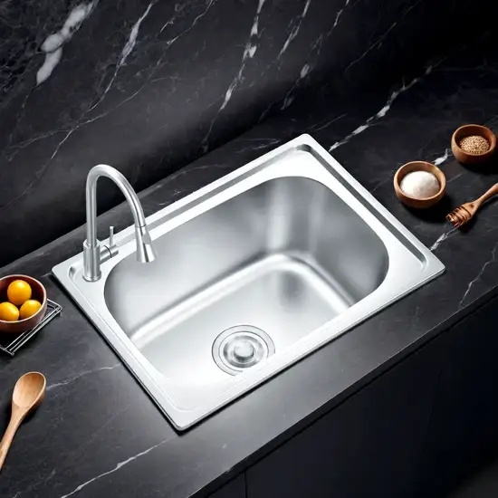 Bồn rửa chén kiểu hình chữ nhật làm từ chất liệu inox cao cấp phục vụ cho không gian nhà bếp hiện đại hình ảnh 1-description