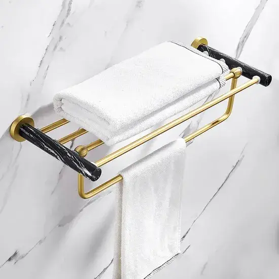 Giá treo khăn tắm đồng không cần khoan lỗ, dùng để treo đồ phòng tắm kiểu châu Âu và cổ điển hình ảnh 1-description