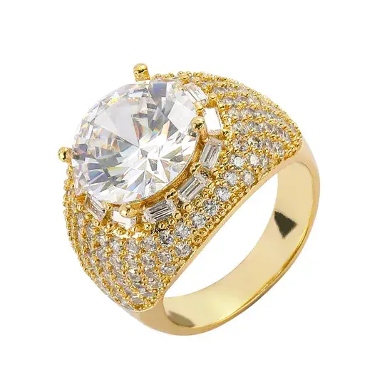 Nhẫn Châu Âu và Mỹ, Bộ đồng xu Pigeon Egg được làm từ đồng kết hợp với nhẫn zircon lớn, Phong cách Trang sức Hip-Hop nam, Nhẫn thời trang mới hình ảnh 1-description