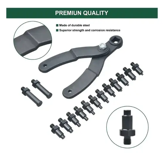 Bộ cờ lê điều chỉnh 15 PC cho bộ ly hợp quạt và dụng cụ giữ puly với chốt hình ảnh 1-description