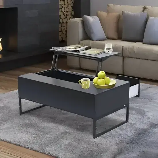 Bàn cà phê gỗ có tủ lưu trữ và nắp mở lên hình ảnh 1-description