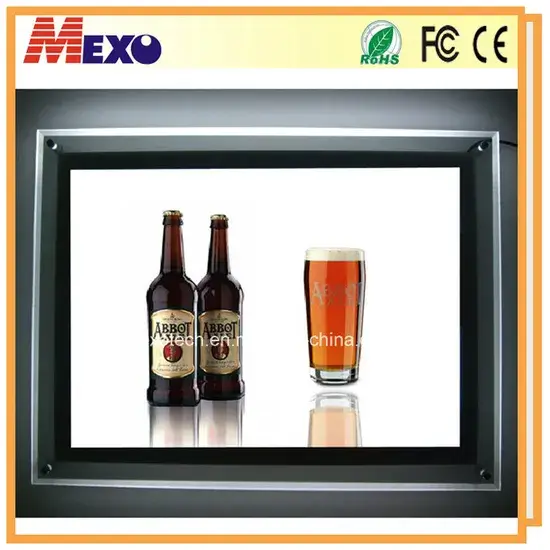 Khung ảnh pha lê LED mỏng cho quầy bar và quảng cáo đồ uống biển hình ảnh 1-description