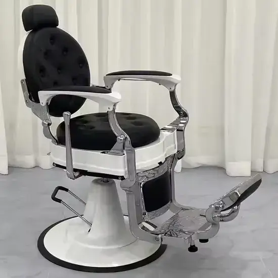 Ghế cắt tóc nam chất liệu khung nhôm cao cấp, phong cách vintage màu vàng, phù hợp cho salon tóc hình ảnh 1-description